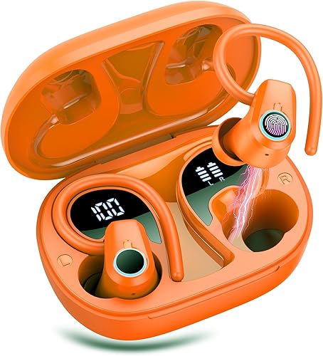 Miniatura 8 de Auriculares inalámbricos, auriculares Bluetooth 2023 5.3 Sport, auriculares 50H con ganchos para los oídos, pantalla LED dual, auriculares Negro