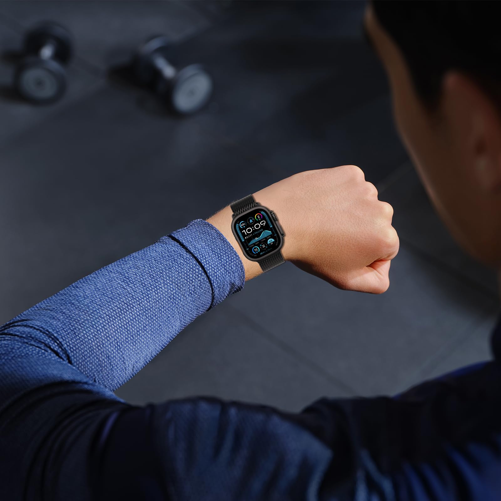 Cinturino Milanese Compatibile con Apple Watch Ultra 2/Ultra 49mm 46mm 44mm 42mm (Serie 3 2 1) Donne Uomini, Fibbia Stile Paracadute, Cinturini in Metallo per iWatch 10 9 SE 8 7 6 5 4