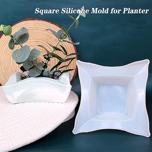 Miniatura 2 de Molde de silicona cuadrado de resina para macetas, moldes de hormigón de arcilla para jarrón, molde de fundición de resina para macetas de bricolaje