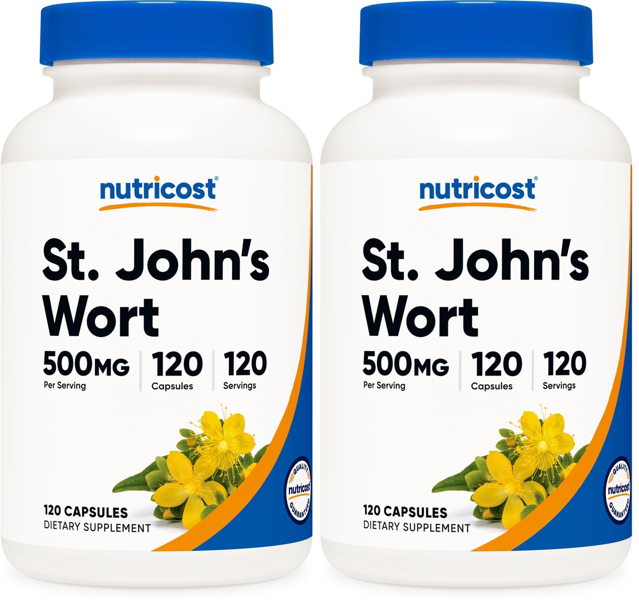 Nutricost St John’s Wort Capsules (500mg) 120 Capsules, Gluten Free (Pack of 2) 120 Count (Pack of 2)