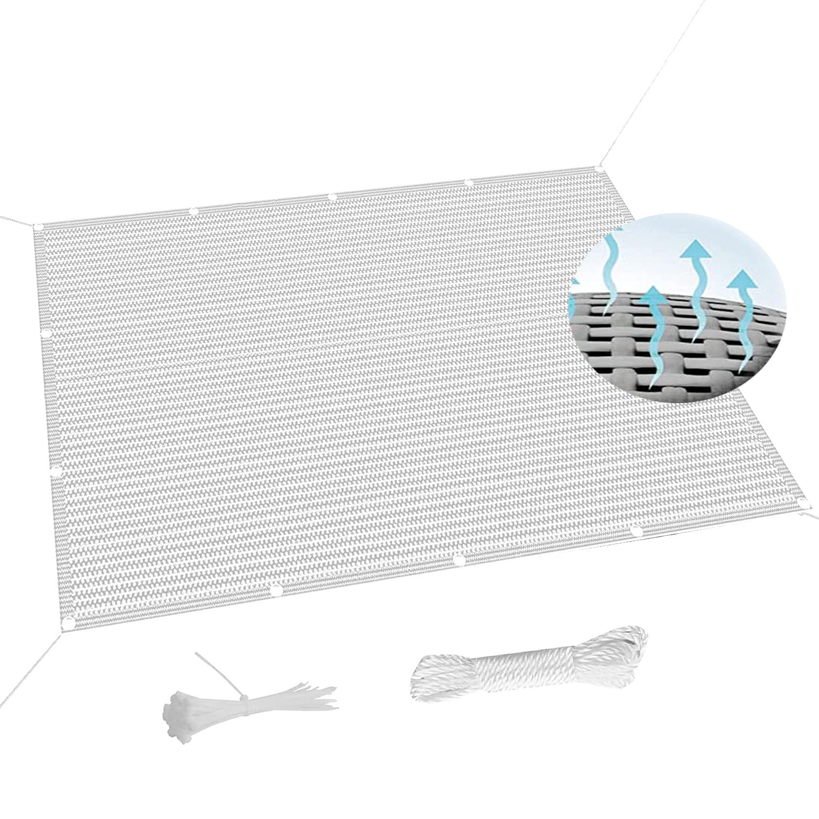 Vela de sombra HDPE alta densidad 2.6x9.5m toldo exterior blanco duradero