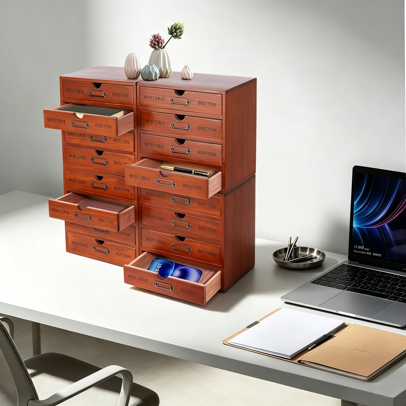 Schubladenorganizer Holz stapelbare Aufbewahrungsbox Schubladenbox