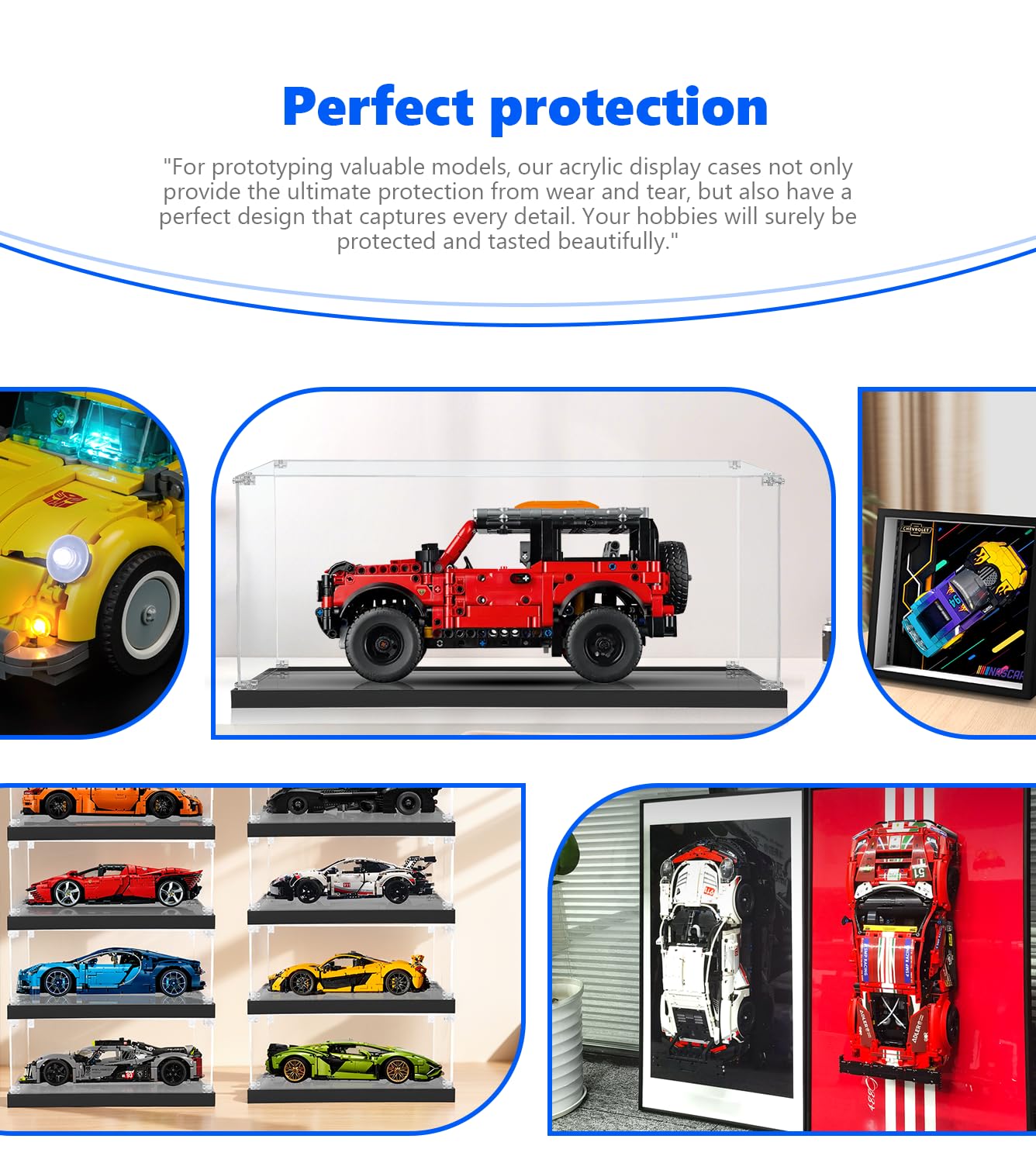 Acryl-Vitrine für Lego Technic Ford Bronco SUV Offroad-Fahrzeug-42213 – Staubdichte Aufbewahrung, Größe: 35X20X15 cm (Nur Display Case, Keine für Lego-Modell inbegriffen)