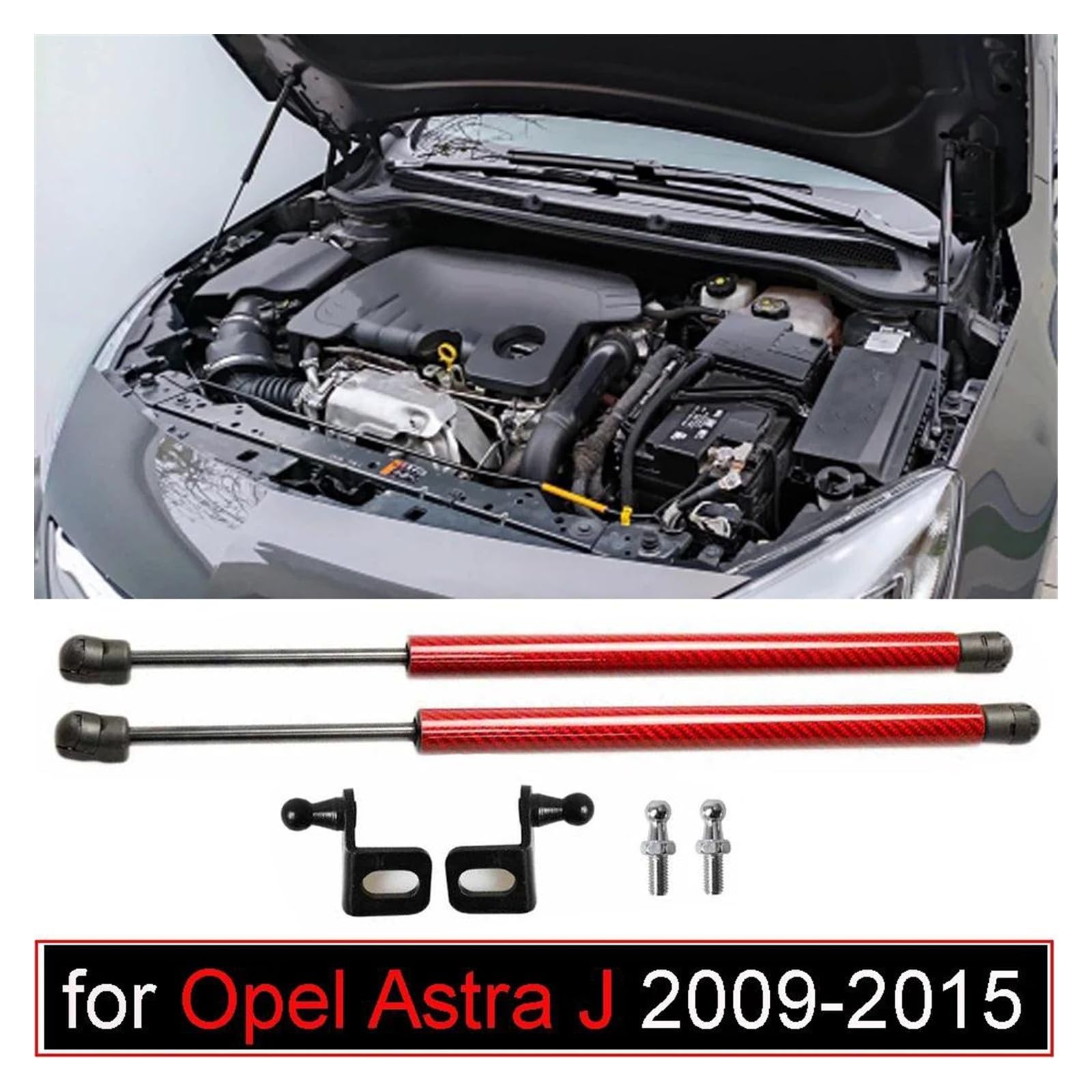 Ammortizzatore Cofano Per Opel Astra J 2009-2014 - 2 Pezzi, Gas, Design In Fibra Di Carbonio
