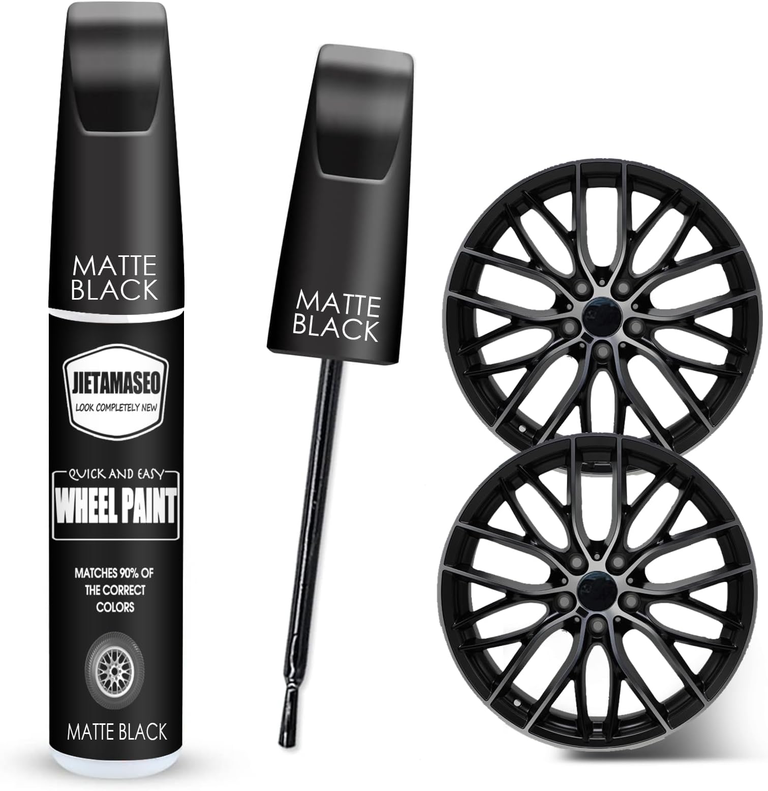 Matte Black Rim Touch Up Paint - Wheel Repair Kit Curb Rash, Quick And Easy Wheel Scratch Repair, Rim Paint For Car Wheel Repair