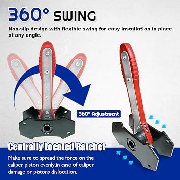 Brake Caliper Compression Tool,Caliper Piston Compressor Tool with Extra 2PCS Large Plates 1.57-2.95 for Disc Brake Pad Spreader,Automotive Tools with 2 Caliper Hangers,Car Brake Repair