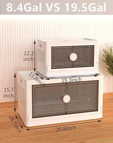 Miniatura 6 de richang Contenedores de almacenamiento plegables con tapa de luz LED de 19.5 galones, armario de almacenamiento plegable de plástico, cajas de