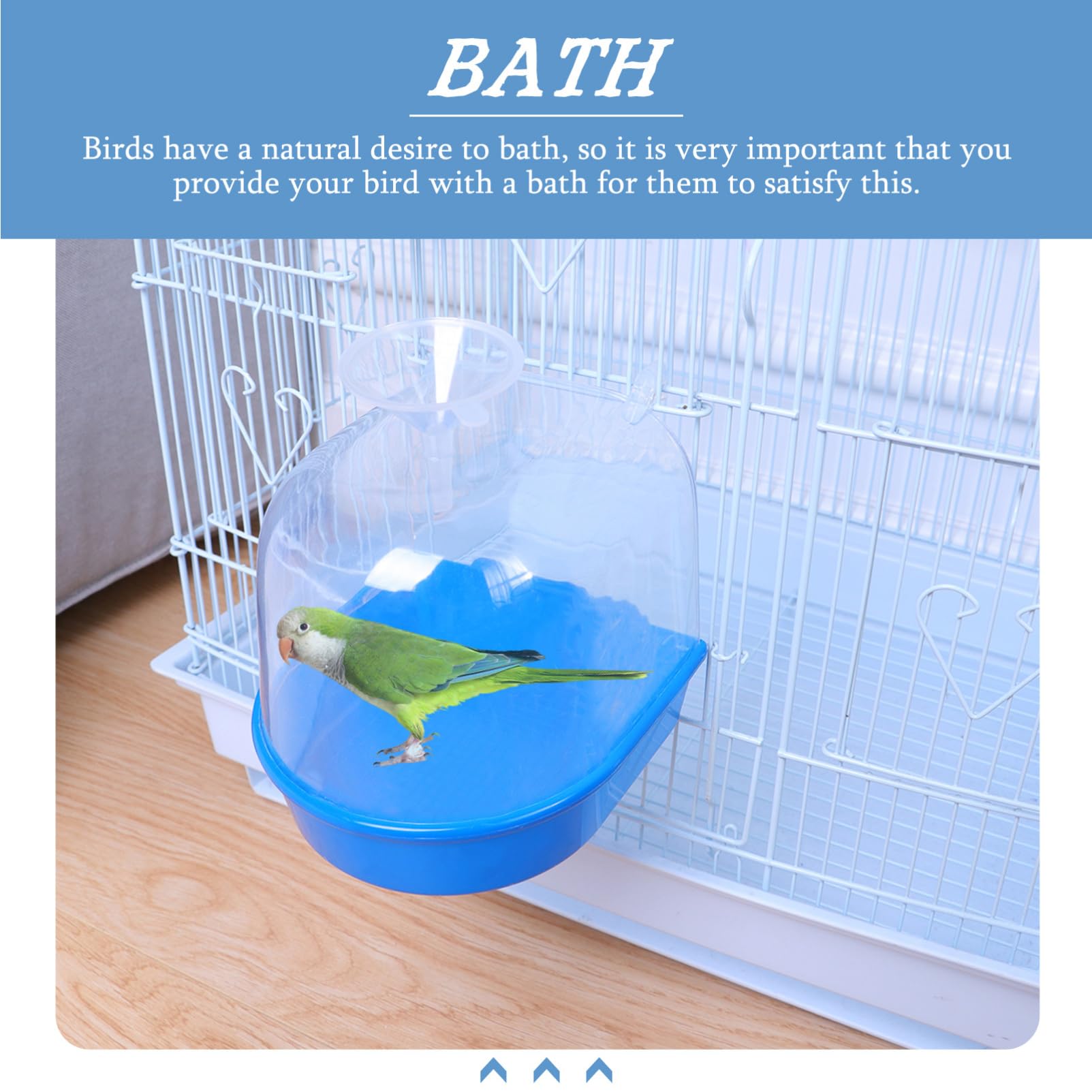 Angoily 3pezzi Vasca da Bagno per Uccelli con Finestra per Riempimento e Design Innovativo per Pappagalli e Uccelli Piccoli Blu Materiale Sicuro e Resistente