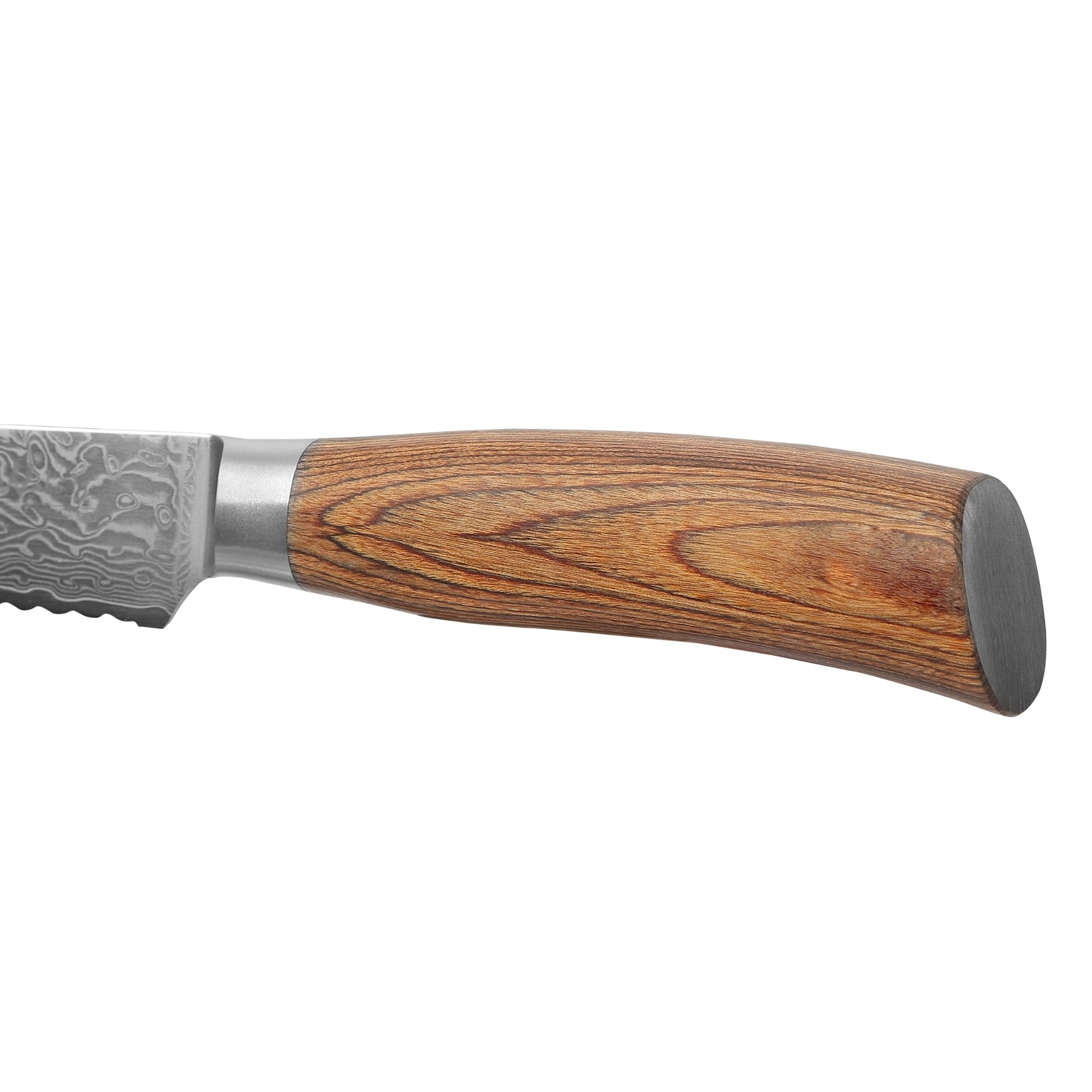 Wakoli EDIB Pro Brotmesser, 20 cm Klinge aus Damaststahl mit VG10 Kern | Wellenschliff für Brot, Brötchen, Baguette und Kuchen; 67 Lagen, 60 ± 2 HRC, 34 cm Gesamtlänge, Pakkaholzgriff, Geschenkbox