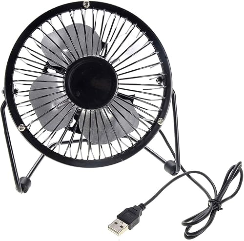 AZ Trading & Import Mini ventilador de mesa portátil de metal USB (negro)