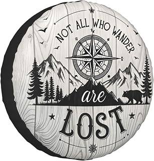 Not All Those Who Wander are Lost Spare Tire Cover Wheel Protectors Waterproof UV Resistant Wheel Covers Universal Fit for SUV Truck Rv Trailer Camper Travel Accessories 14 inch