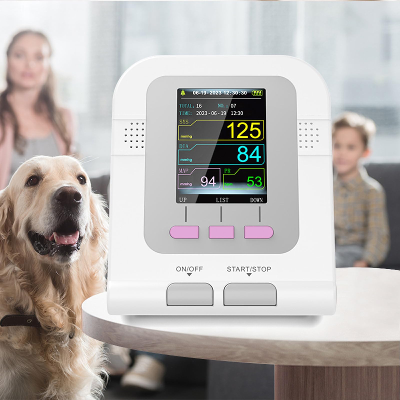 Monitor de presión arterial veterinaria digital, equipo veterinario, 3 modos 3 manguitos de perros/gatos/mascotas cuidado de animales, para uso en el hogar y medidor de monitoreo de frecuencia de
