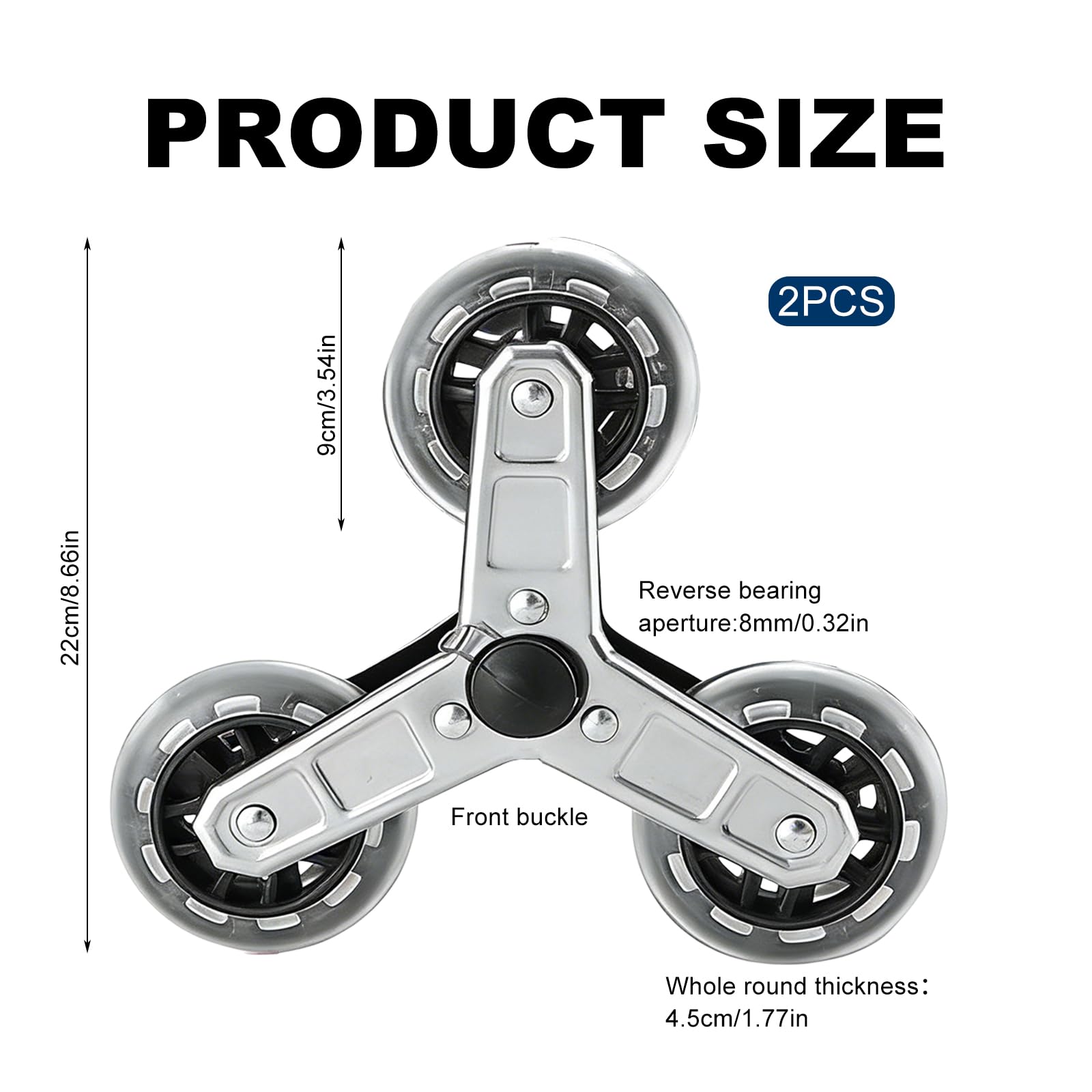 2 pezzi di ricambio triangolo per salire le scale in acciaio inox: ruota di ricambio per scalare le scale con fibbia, liscia e silenziosa, carrello triangolare ruote per mobili, biancheria