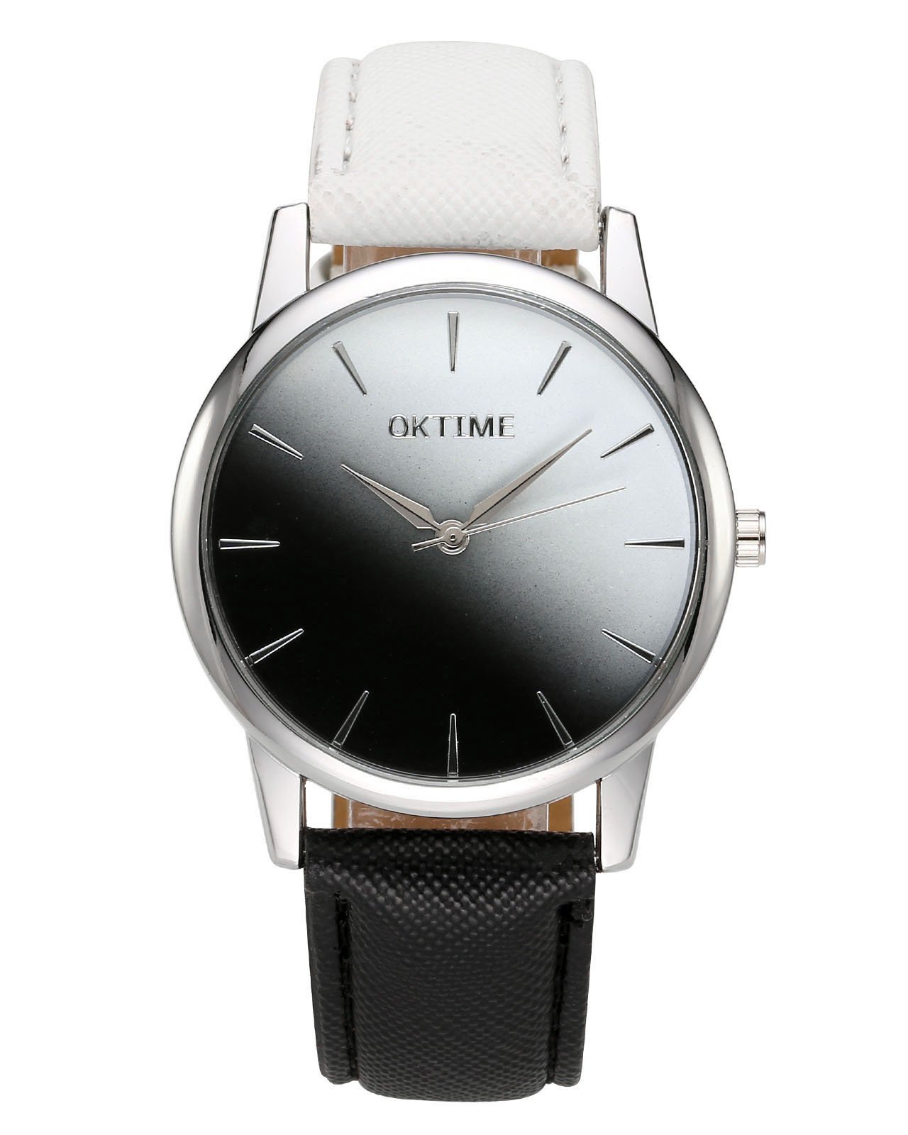 Jsdde watches, fashionable cute, candy colour ladies wristwatch, white-black gradient, dress watch, PU leather strap, analogue quartz watch