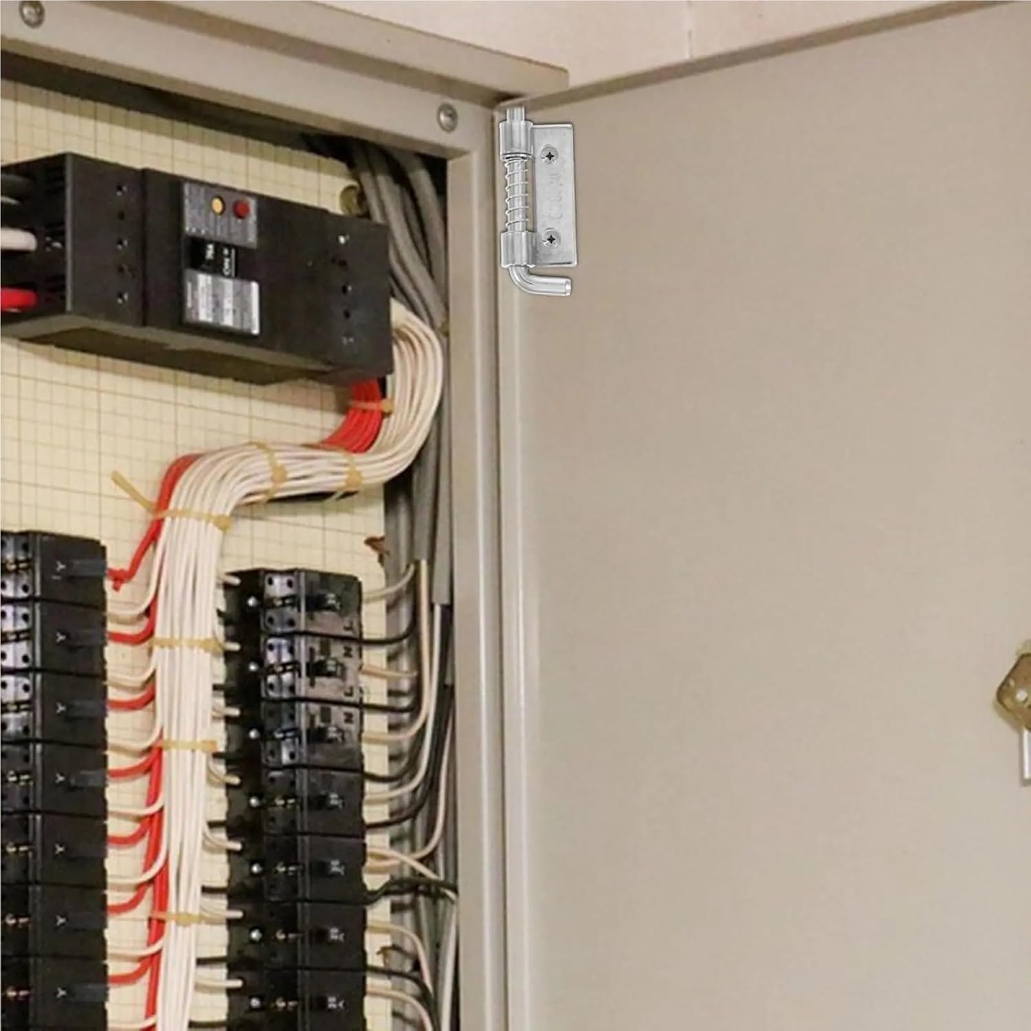 Spring Loaded Latch 12 Pcs Stainless Steel Spring Latch Lock Hardware Cabinet Door Sliding Flat Pin Hinges Movable Bolt Long Barrel for Panel Security