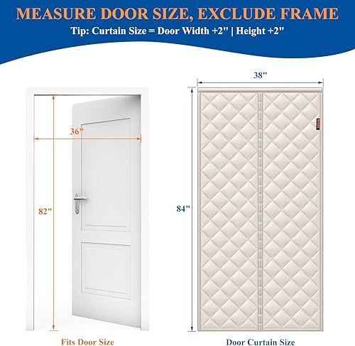 Miniatura 43 de MAGZO Cortina aislante para puerta corrediza de vidrio para invierno, 72 x 80 pulgadas, relleno Oxford mejorado con algodón grueso, kit de Gris