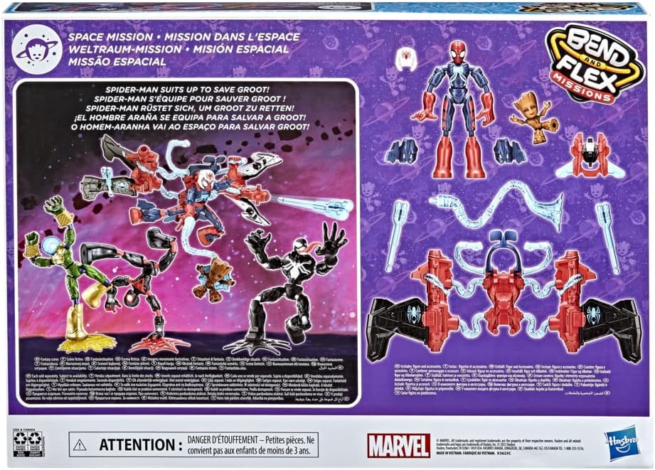 Spider-Man Marvel Bend and Flex Missions Space Mission Action Figure, 6-Inch-Scale Bendable Toy, Toys for Kids Ages 4 and Up Characters image 4 of 10 B09BZYF5L3