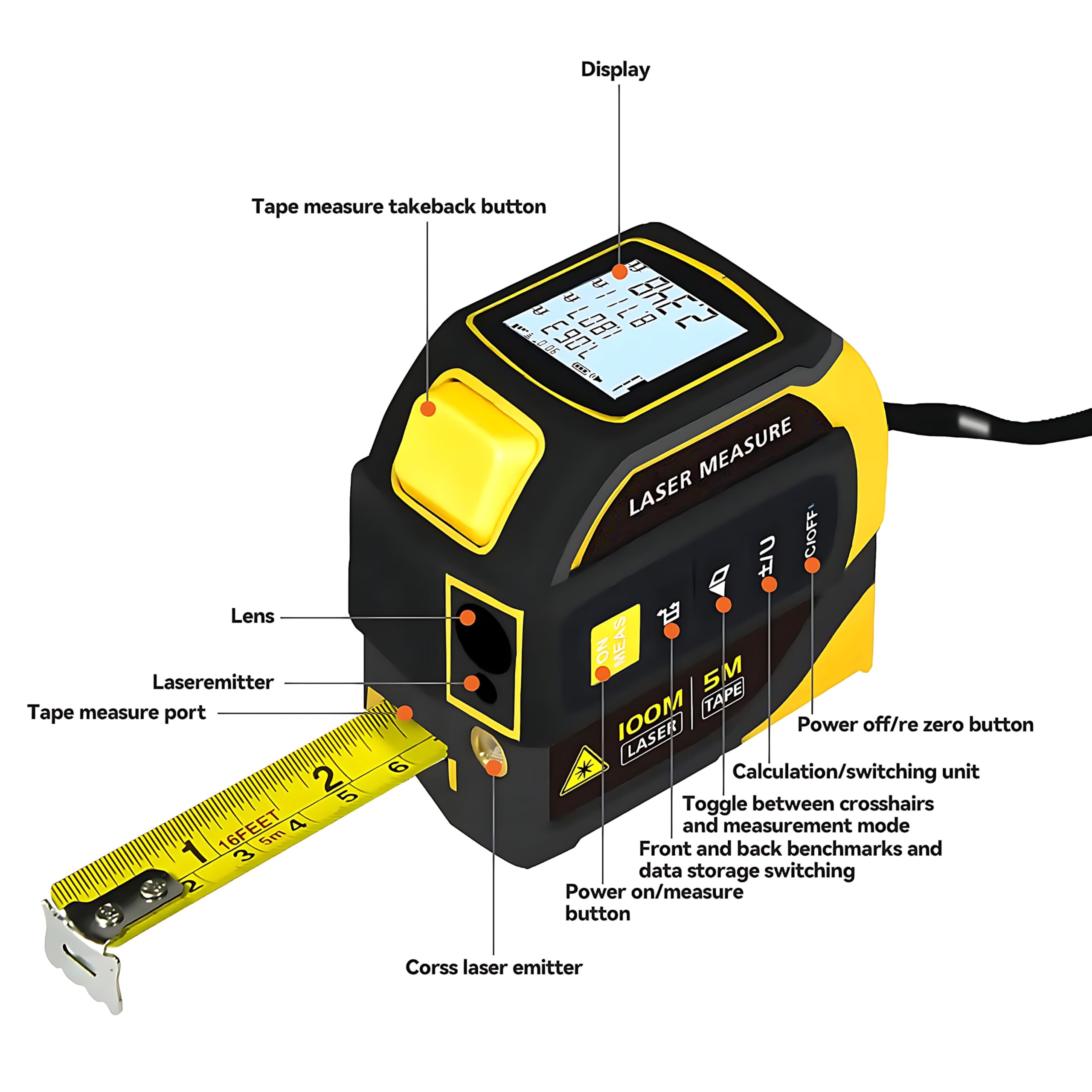 Amazon.com: 4-in-1 Laser Tape Measure, 328ft Digital Meter