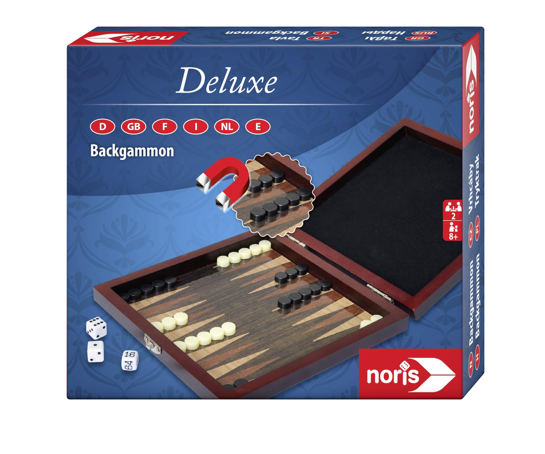 Noris 606108004 - Classic Games - Deluxe Travel Game Backgammon - New