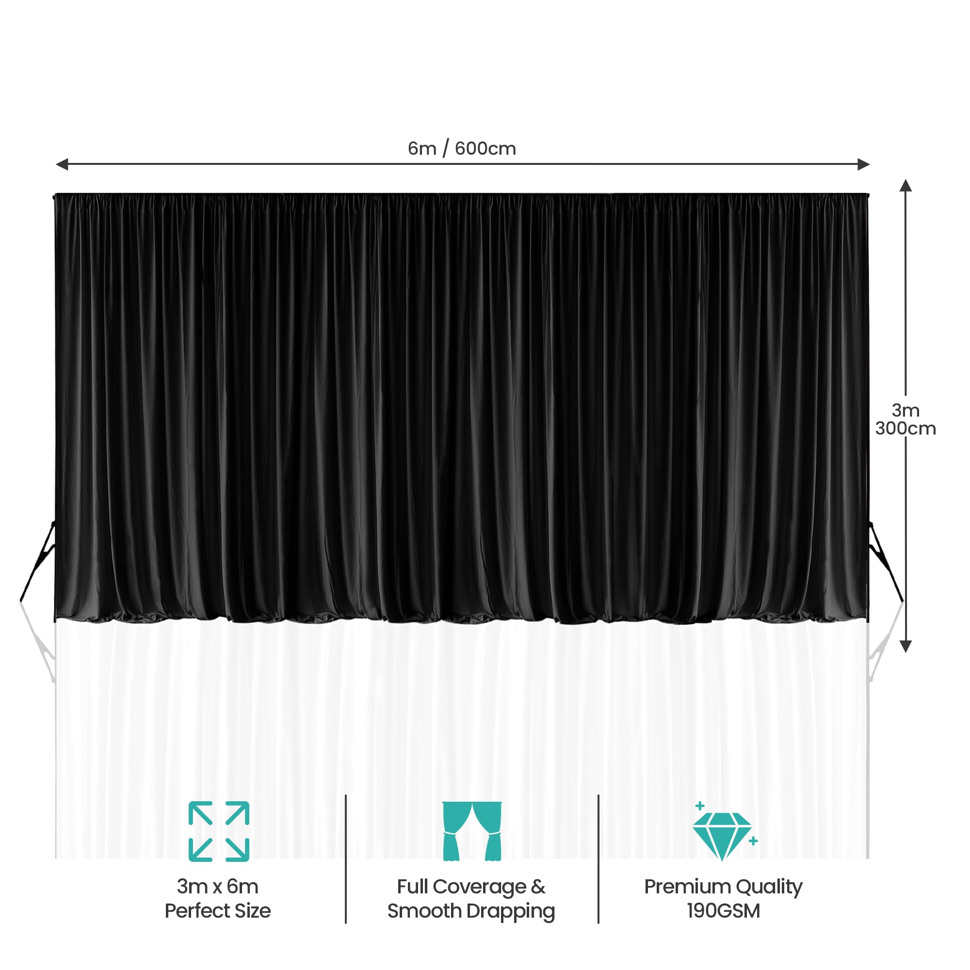 Trimming Shop Fondo blanco de 3 x 6 m, 10 x 20 pies, 100 % poliéster, fondo de fotografía, antiarrugas, lavable, accesorios de estudio fotográfico para sesiones de fotos, filmación de video,