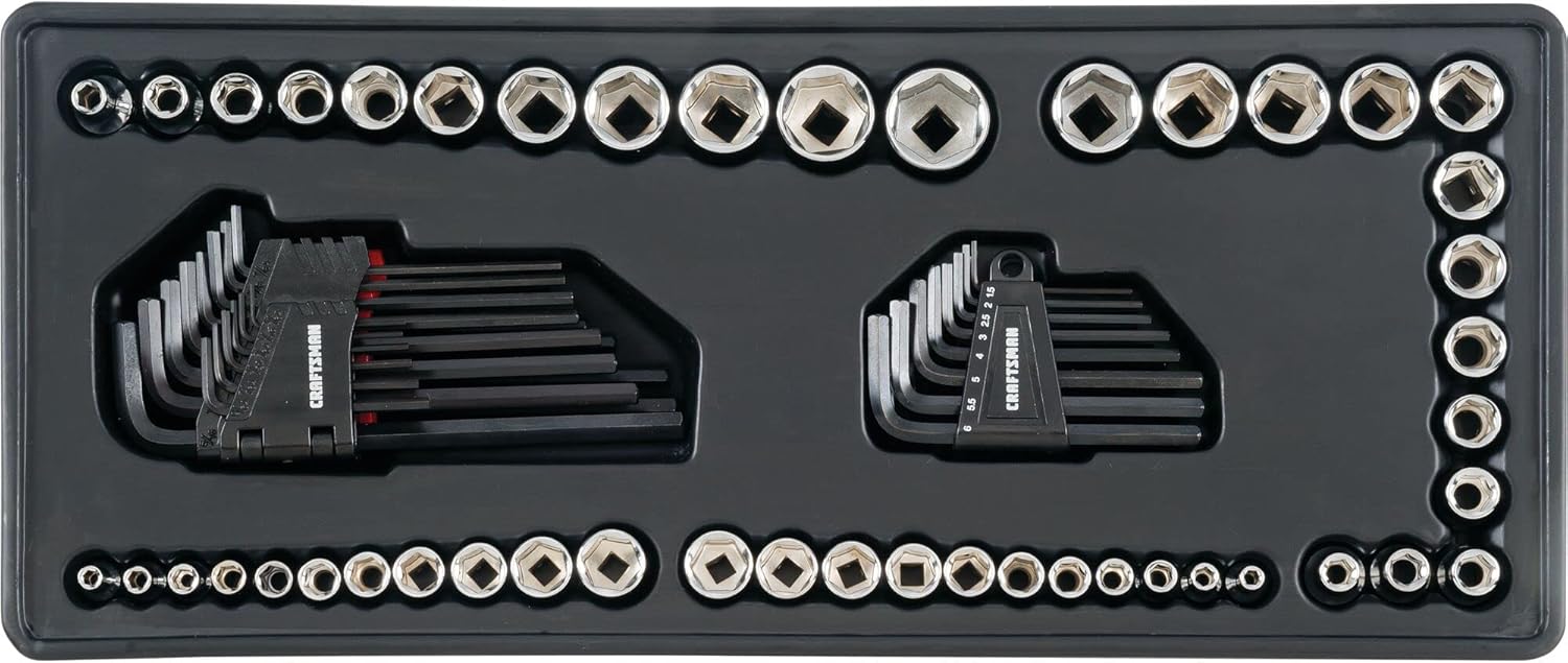 Craftsman Mechanic Tool Set, 215 Piece, Hand Box Set in Metal, 3 Drawers, Red (CMMT45303) - 