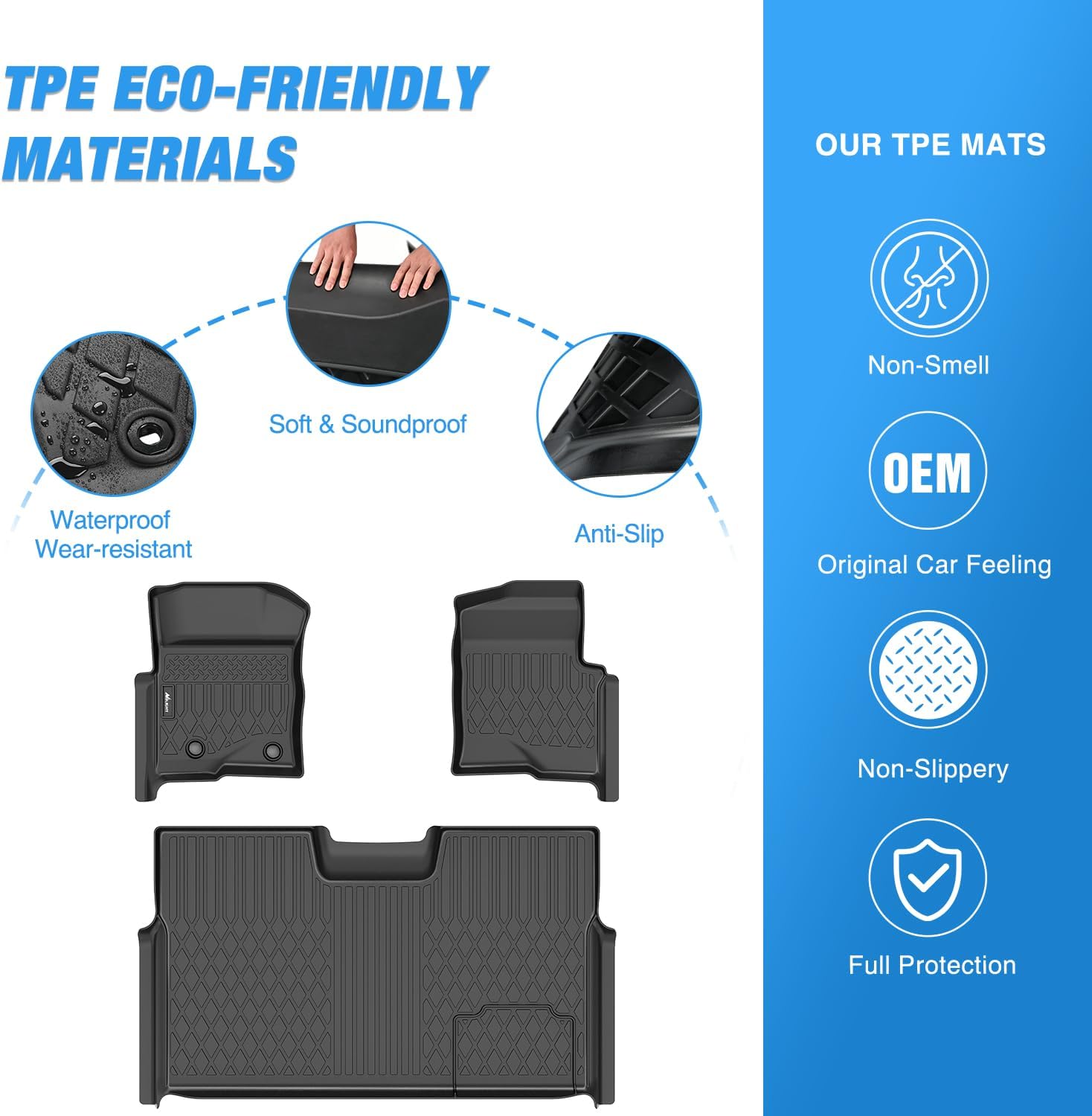 Nilight TPE Floor Mats for Ford F150 F-150 SuperCrew Crew Cab Bucket Seat 2010 2011 2012 2013 2014, All Weather Custom Fit Heavy Duty Floor Liners - Image 3