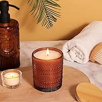 Vista 7 de DARJEN Paquete de 12 tarros de vela ámbar para hacer velas, tarros vacíos de 8 onzas para hacer velas de vidrio con tapas y etiquetas de bambú