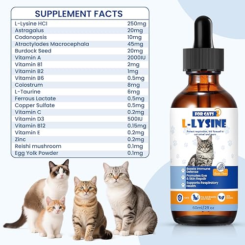 Miniatura 6 de Premium Cat L-Lysine Liquid Drops for Immune Support and Respiratory Health Helps with Sneezing Eye Discharge and Stress Relief with Essential