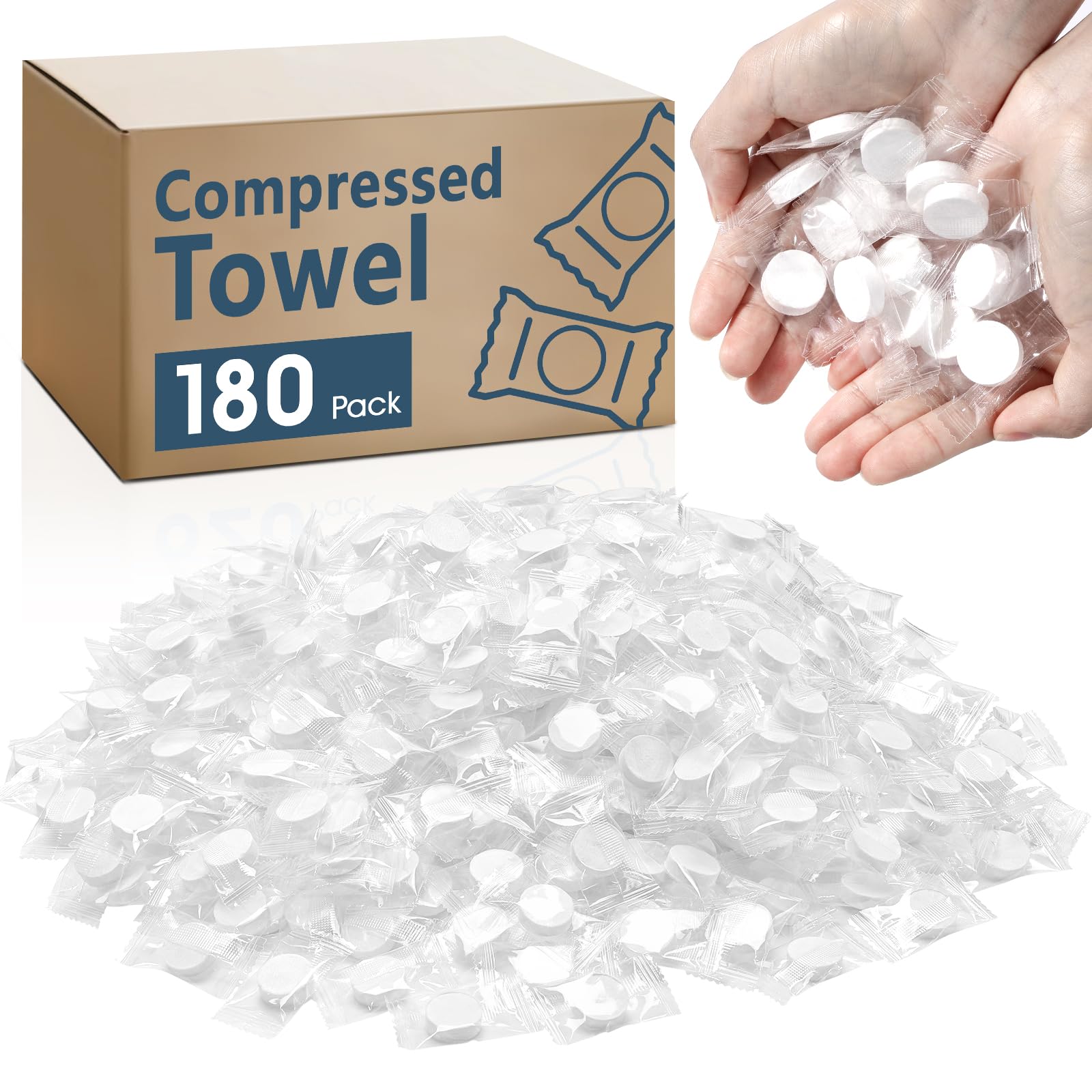 180 Serviettes Compressées - Mini Lingettes Voyage Camping