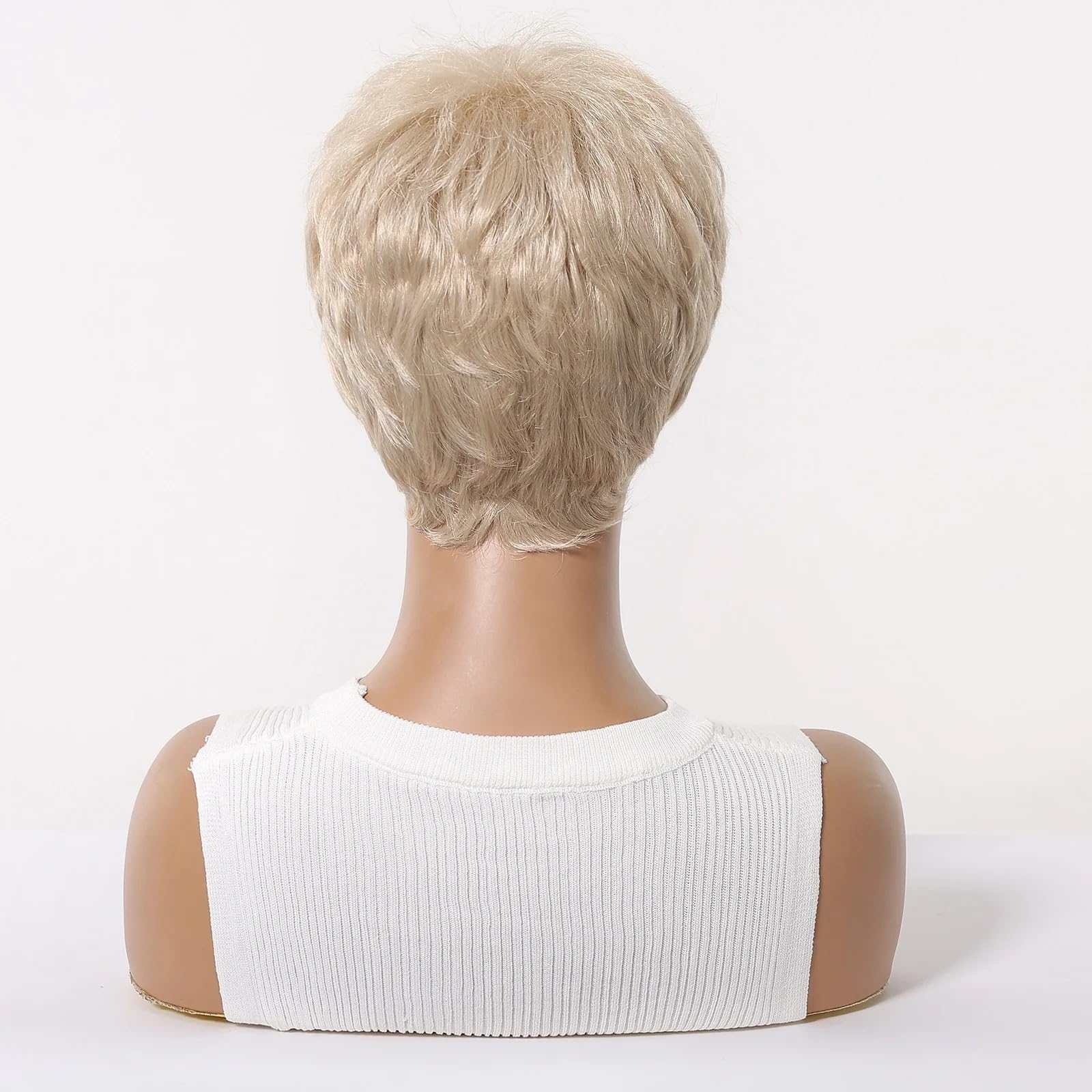 Parrucca Per Donna Parrucche sintetiche corte bionde a strati soffici naturali