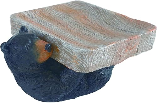 Playful Black Bear - Esponja de cerámica de resina de 5.75 pulgadas para cocina y baño y soporte para jabón de barra
