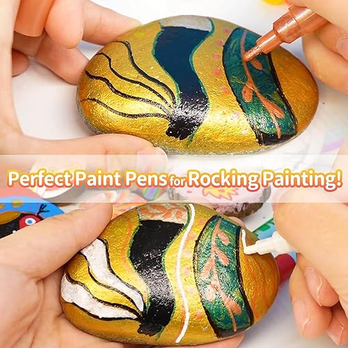 Miniatura 5 de Funto Bolígrafos de pintura acrílica para pintura de rocas, tela, madera, lienzo, metal, cerámica, vidrio, juego de marcadores de pintura de 24