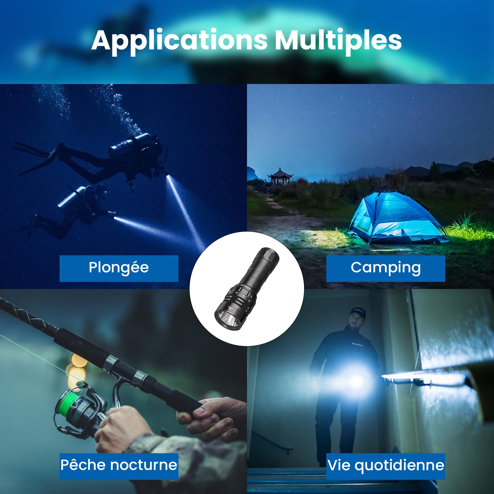 Sofirn SD05 Lampe De Plongée Super Lumineux 3000 Lumen Lampe De Poche De Plongée avec Anneau Magnétique Batterie Étanche Sécurité Sous L'eau 100m