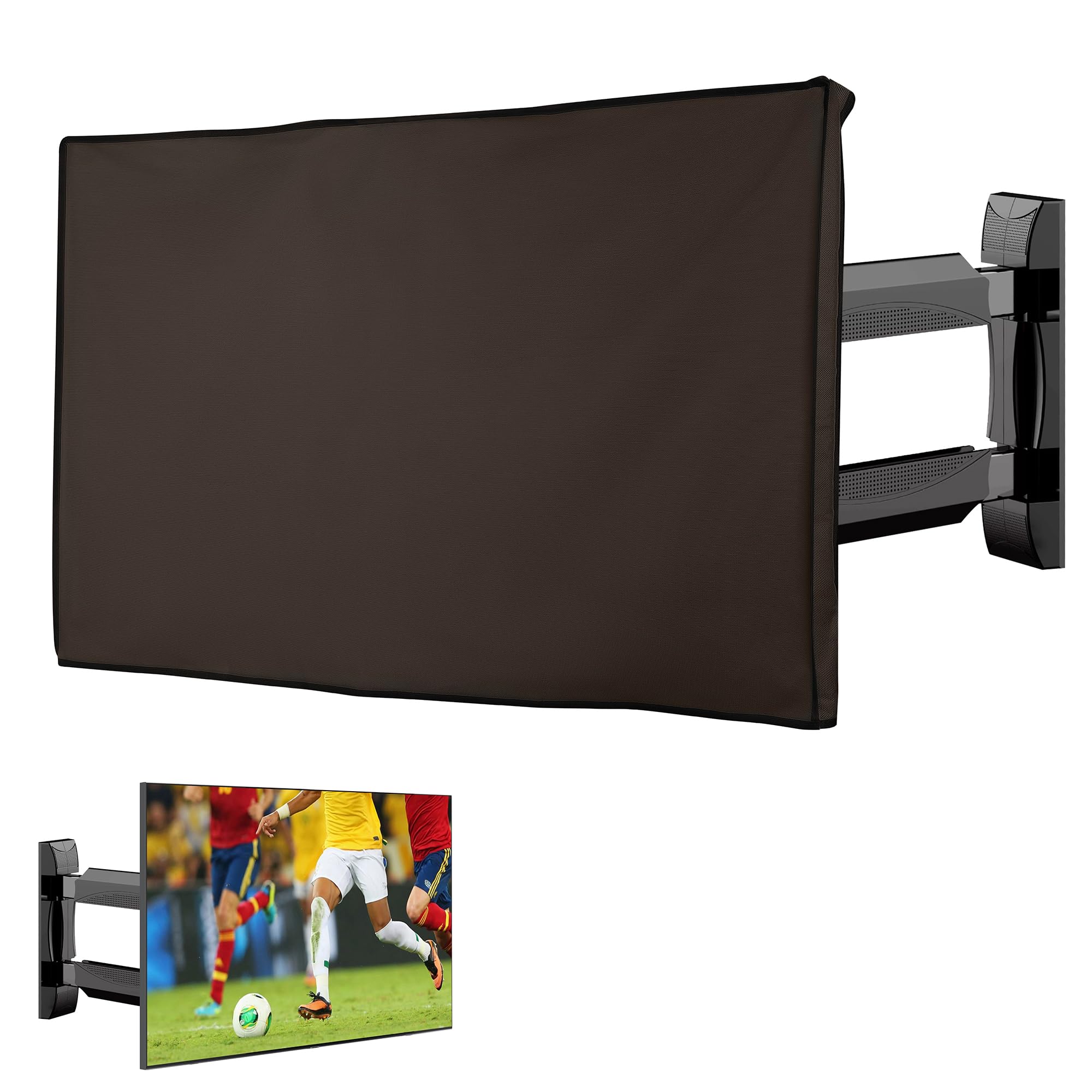 kwmobile Housse écran TV compatible avec 49-50" TV - Housse de protection TV extérieure contre intempéries, poussière et éclaboussures - chocolat