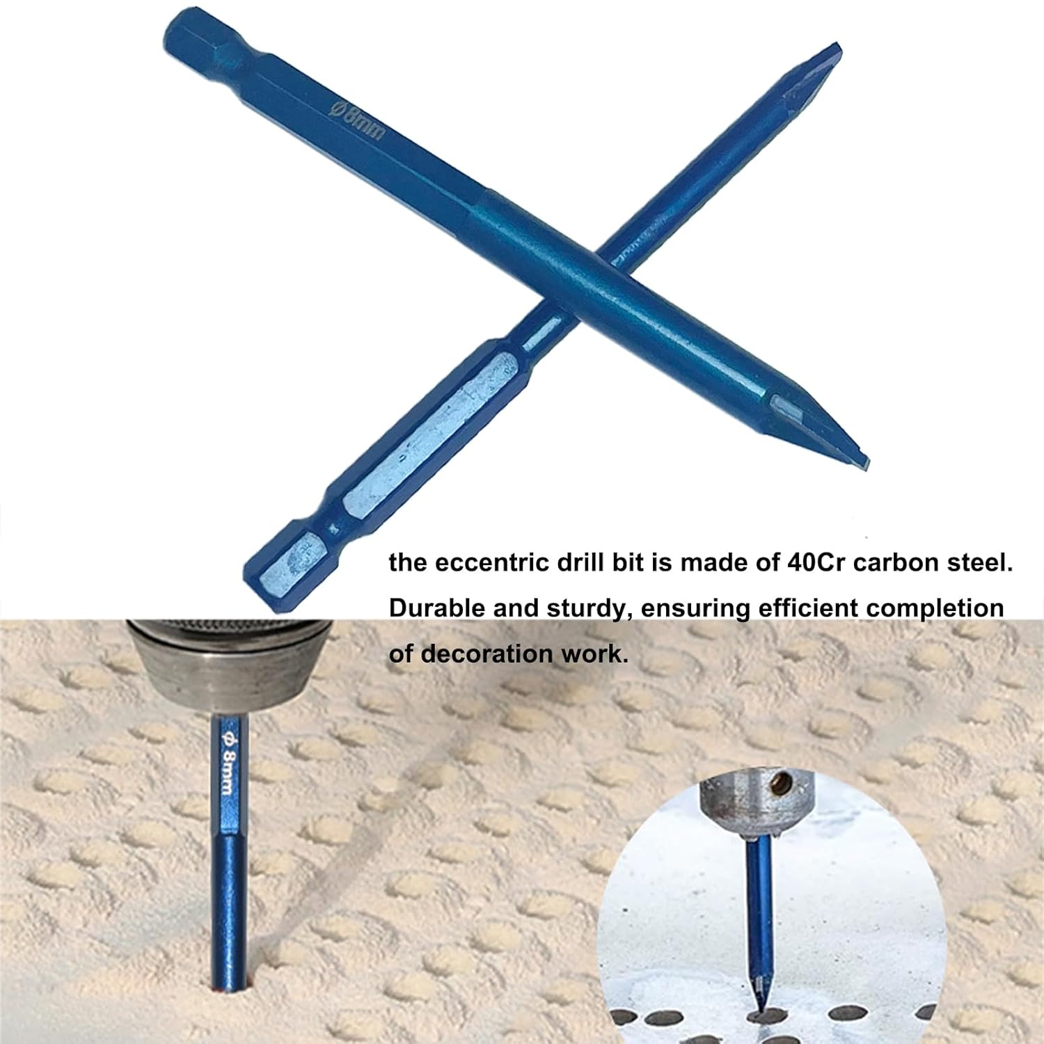 4pcs Diamond Drill Bits Set, Extended Vacuum Brazed Tile Hole Saws, 2pcs Carbide Eccentric Drill Bit, Hex Shank Diamond Hole Saw Kits for Ceramic Porcelain Marble 1/4, 5/16, 3/8, 1/2 in