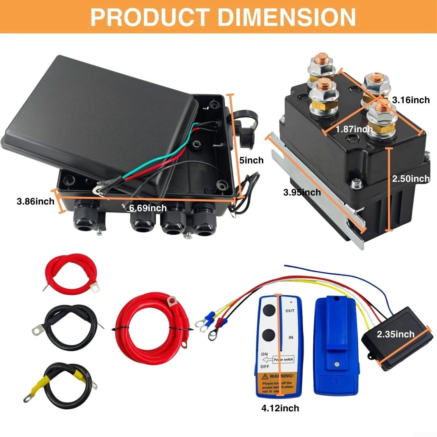 Kit solenoide verricello 500A 12V Telecomando Wireless per Jeep Truck SUV - Set relè elettromagnetico con cavi pre-cablati Accessori 4x4