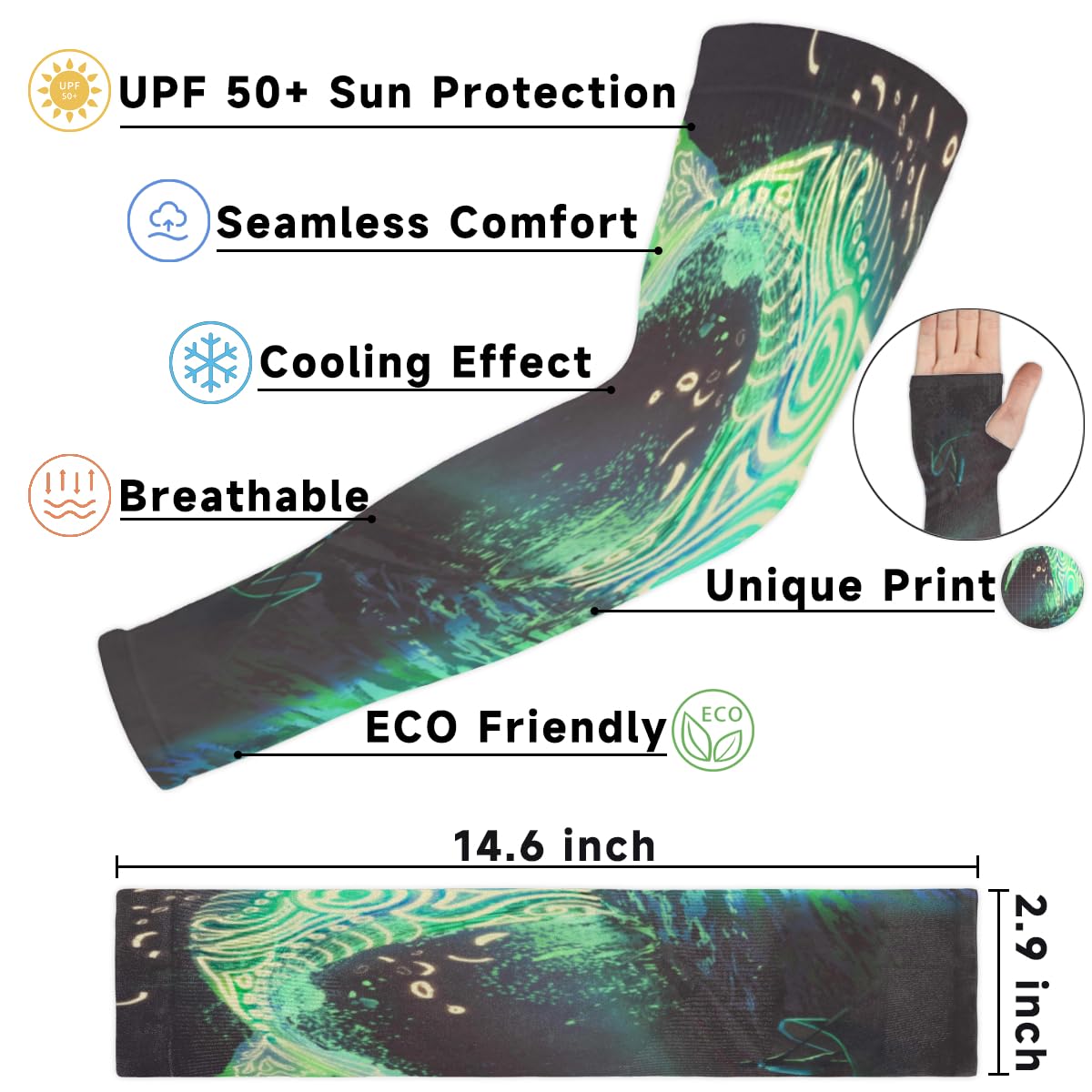Eativisa Gardening Sleeves for Women Men Arm Sleeves Big Fish Anti-Slip Defense Sun Protection Sleeves Breathable UV Cooling Farmer Sleeves Cover Arms for Sport Outdoor Running
