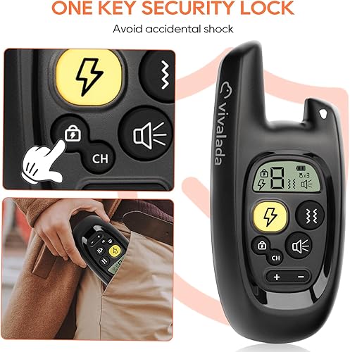 Miniatura 3 de Vivalada Collar de choque para perro con control remoto, collar de choque recargable para perros pequeños, medianos y grandes, 5-110 libras, IPX7