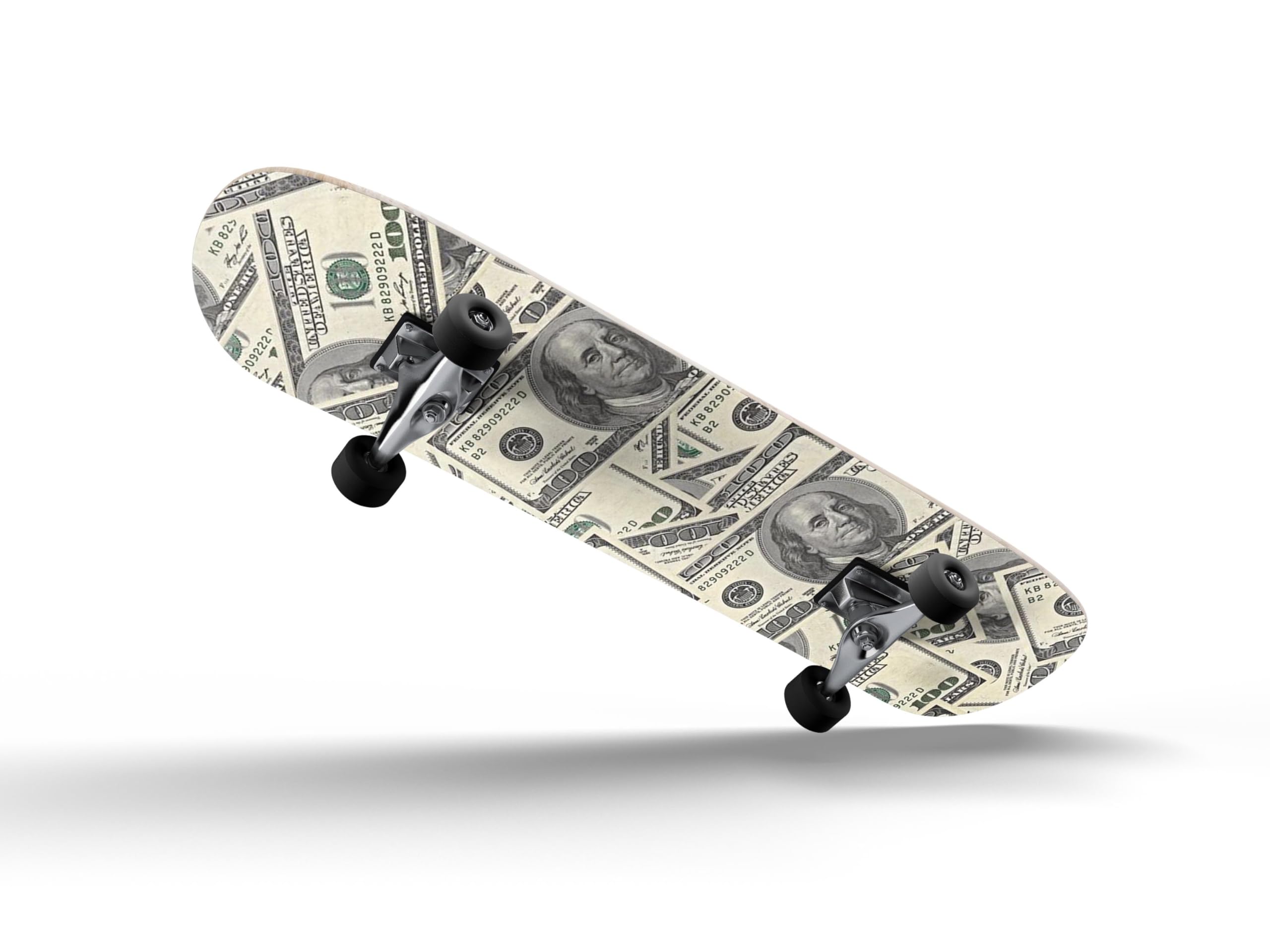 DesignSkinz - Decorative and Protective Scratch Resistant Skin Vinyl Wrap Kit for Skateboard Decks - Hundred Dollar Bill