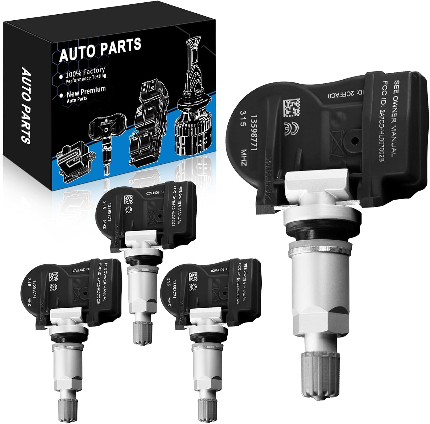 315MHZ Pre-Programmed TPMS Sensor Fits for:-Chevy 2007-2022 Equinox Tahoe Colorado Camaro for:-Buick Enclave Lacrosse for:-Cadillac for:-GMC for:-Pontiac for:-Saturn OE#13598771 4PCS