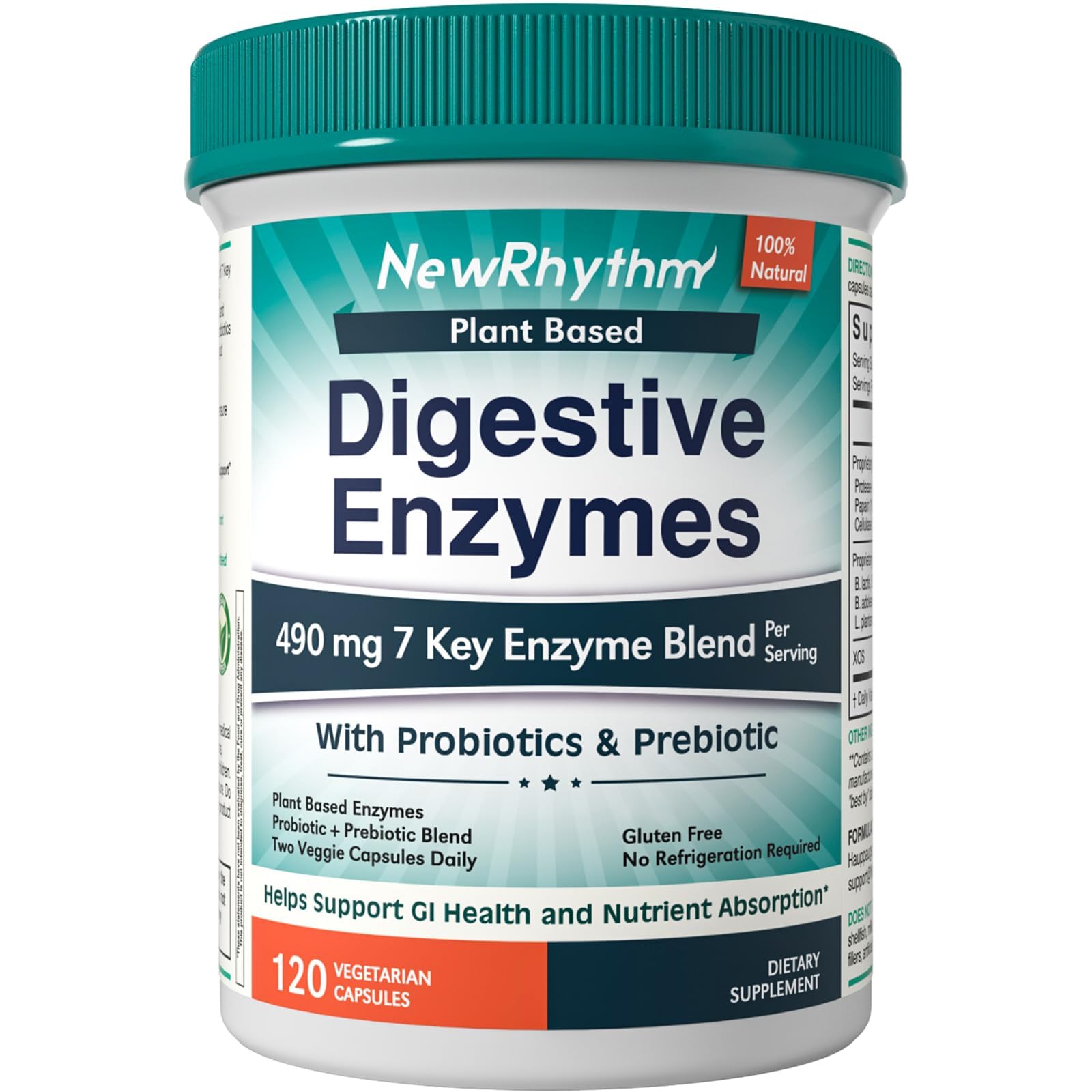 Amazon.com: NewRhythm Digestive Enzymes 490 mg, with Probiotics