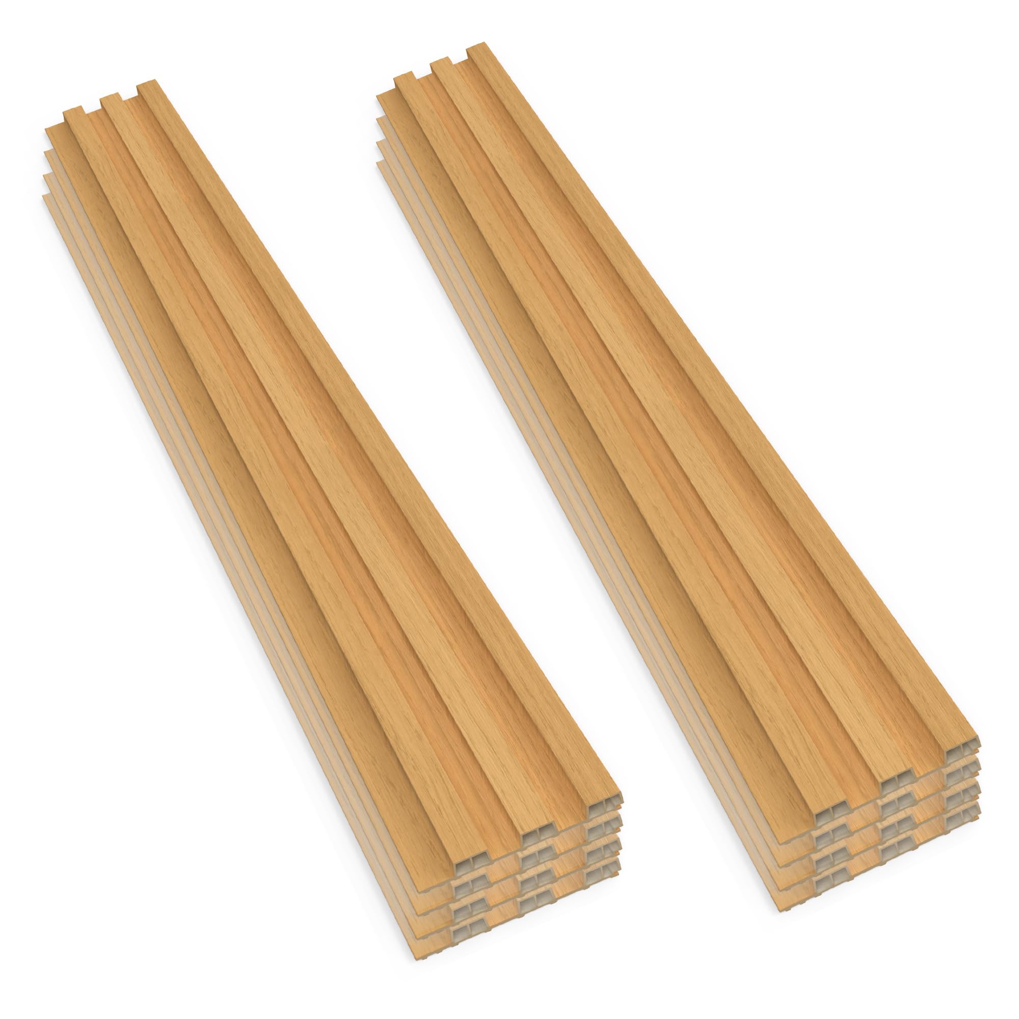 Frankystar Bach - Set 8 Pannelli Fonoassorbenti Acustici Decorativi 150x18 cm per Interno ed Esterno in WPC Oak