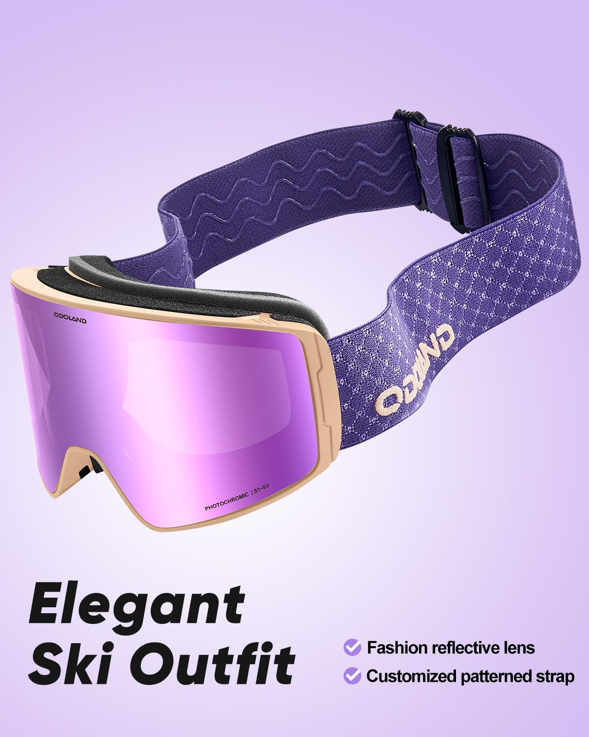Odoland Occhiali da Sci Fotocromatici per Giornate Soleggiate e Nuvolose Maschera da Snowboard Cilindrici Antiappannamento Protezione UV400 Occhiali da Sci e Snowboard per Adulti Ragazzi Uomo Donna