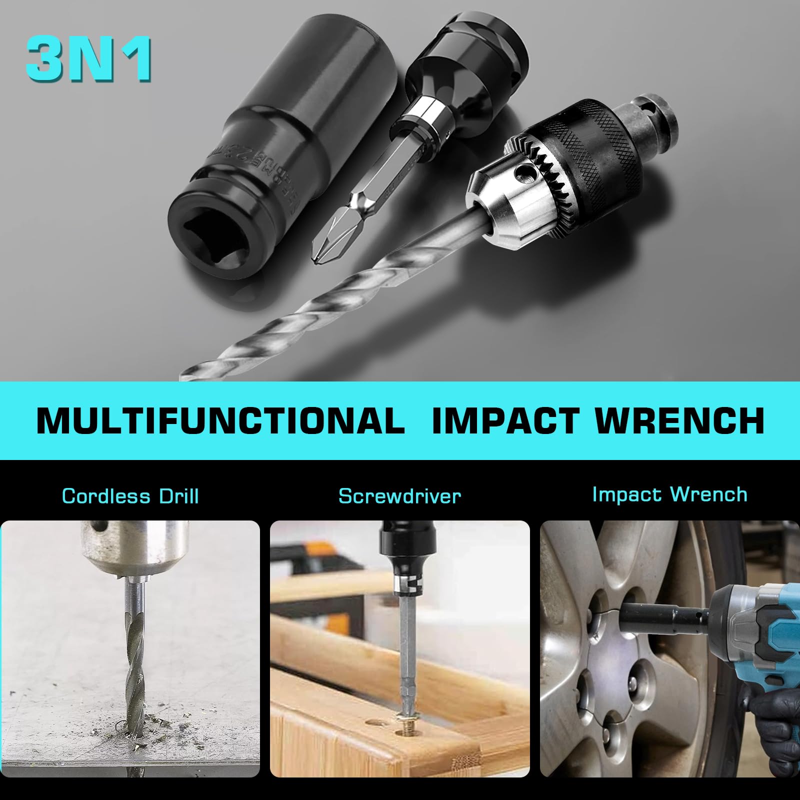 Llave de Impacto Inalámbrica Brushless 700Nm Atornillador Impacto Compatible con Makita 18V Batería Brushless Pistola de Impacto Bateria 1/2 Pistola de Impacto Electrica, 6 Tomas de Impacto