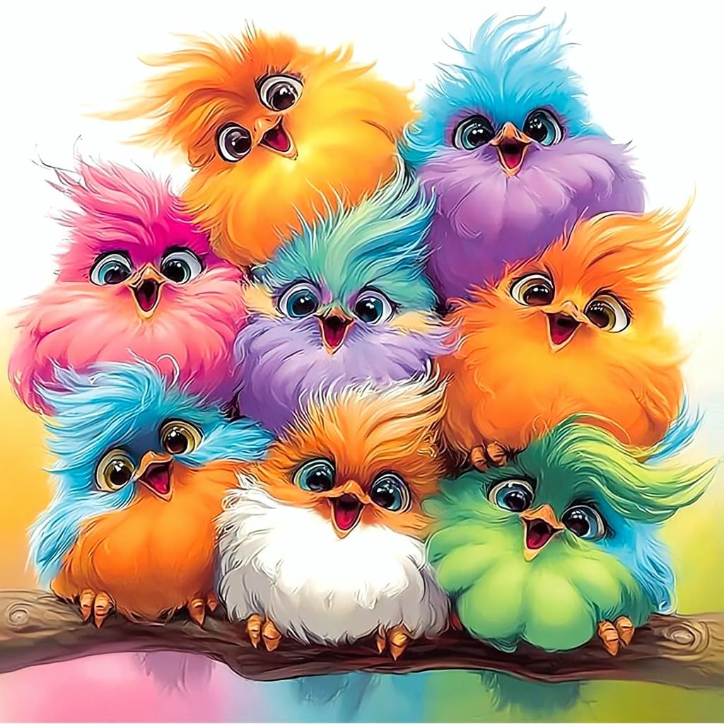 Reofrey DIY Diamond Art Kits for Adults Colorful Bird, Full Drill Round Rhinestone Diamond Painting Kits for Adults, Cross Stitch Embroidery Canvas for Crafts Home Wall Decor 30x30cm