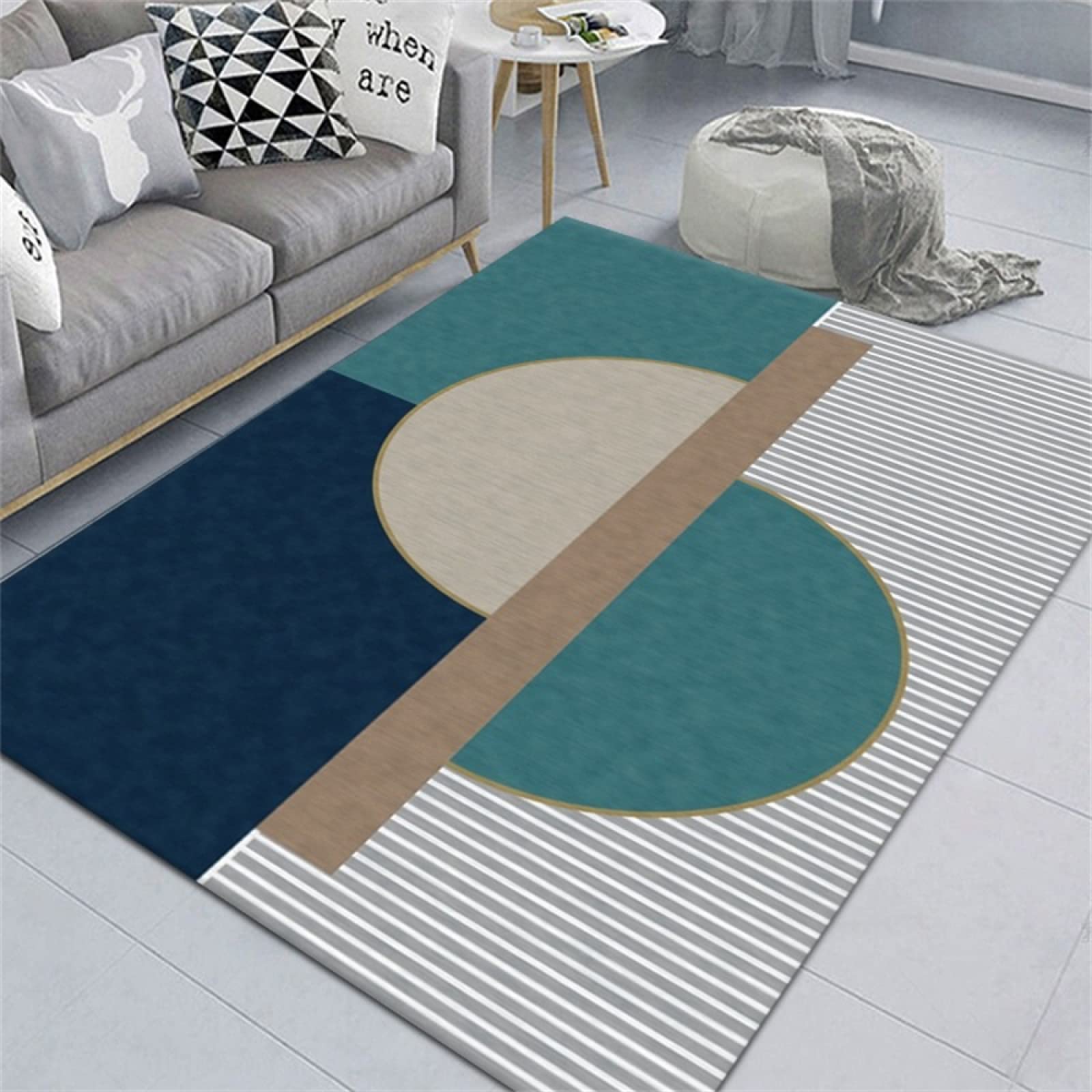 Tapis enfant garçon géométrique vert pour créer un espace de jeu chaleureux