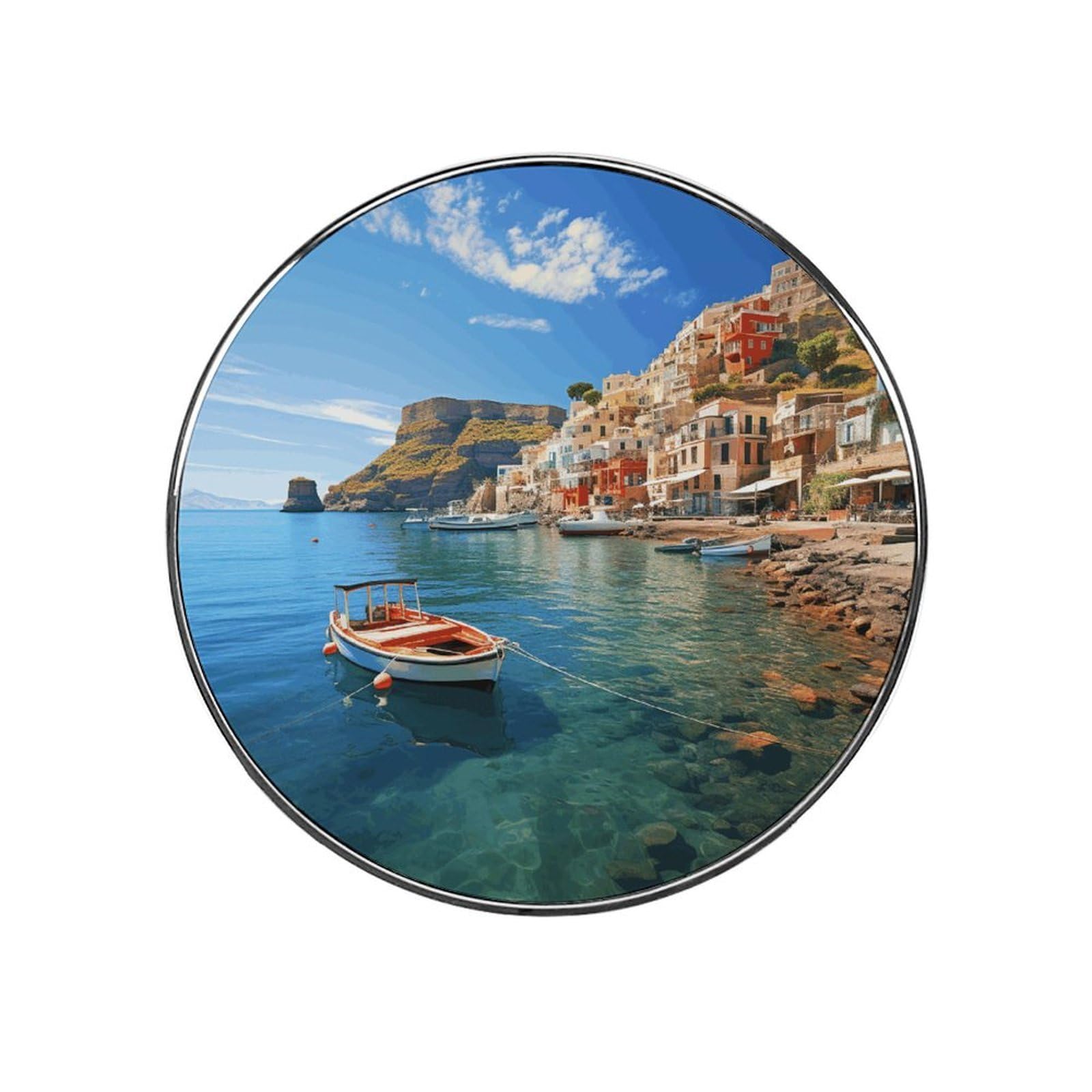 Adfgyerh Style Seaside Town Refrigerator Magnets Circular Design，Stickers Home Decorations，Fridge Magnets For Fridge Plant Lovers Kitchen Office Locker Whiteboard Car Garage Decor.