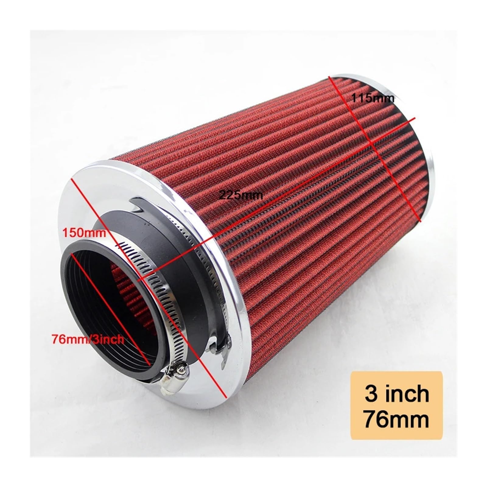 Haogui 3 Zoll 76 mm Kalt-/Ansaug-Clamp-On-Sportfilter
