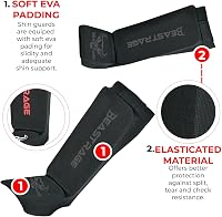 BEAST RAGE Neoprén Lábszárvédő Párnázott Rüsztvédővel - Muay Thai, MMA, Box, Karate Edzéshez - Unisex Fekete S Méret 2