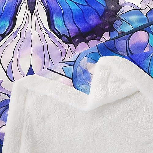 Miniatura 4 de Manta de franela de forro polar con diseño de mariposas, diseño botánico floral, 60 x 80 pulgadas, diseño rústico de mariposas vintage para